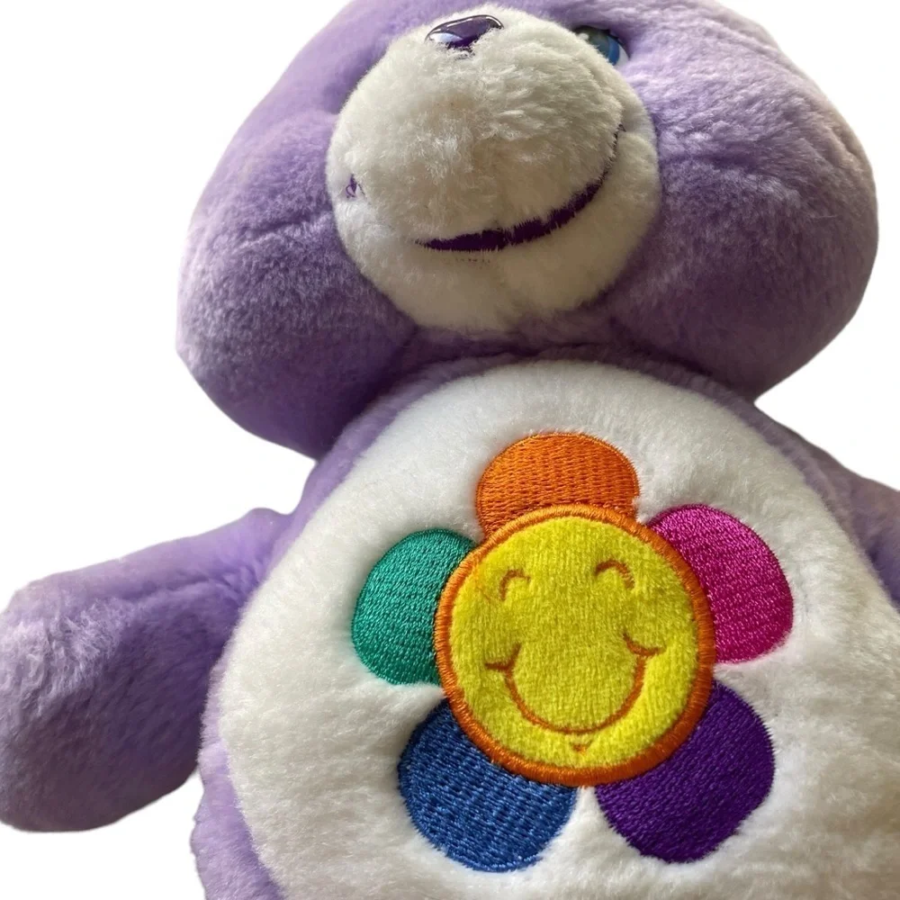 Care Bear Purple Harmony Bear flower Talking Works 13” Plush Stuffed Animal 2003